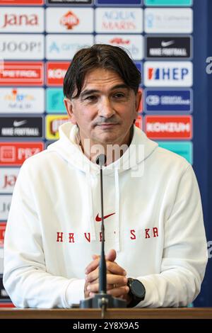 Zagabria, Croazia. 7 ottobre 2024. Il capo allenatore della nazionale di calcio croata Zlatko Dalic parla in una conferenza stampa a Zagabria, Croazia, il 7 ottobre 2024. Foto: Luka Stanzl/PIXSELL credito: Pixsell/Alamy Live News Foto Stock