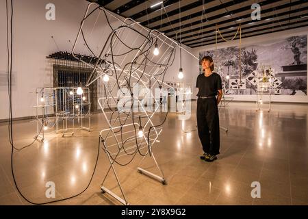 EMBARGO fino alle 00:01 dell'8 ottobre 2024 (ad es. Disponibile per la stampa domani, ma da non utilizzare online prima di allora). Londra, Regno Unito. 7 ottobre 2024. Non-Indépliables, nues, 2010/2020 - anno bisestile di Haegue Yang alla Hayward Gallery. La mostra segue la mostra di Tate St Ives Strange Attractors and Recent Work al Frieze New York 2024. Comprende installazione, scultura, collage e multimedia, con tre nuove importanti commissioni, diverse produzioni in prima mondiale. Si svolge dal 9 ottobre 2024 al 5 gennaio 2025. Crediti: Guy Bell/Alamy Live News Foto Stock