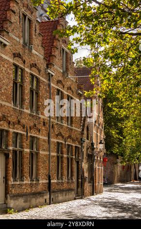 Belgio, Fiandre, Bruges, Potterierei, storiche case sul lungomare Foto Stock