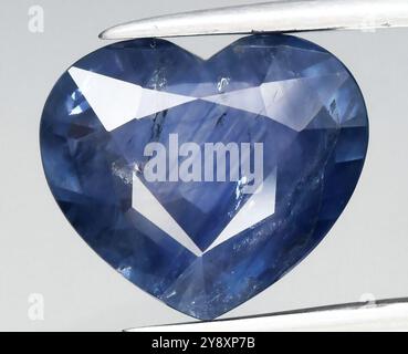 Gemma blu zaffiro a forma di cuore scintillante di splendore. Foto Stock