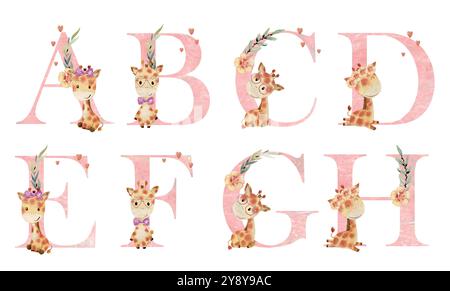 Lettere animali acquerelli. Illustrazione Vettoriale