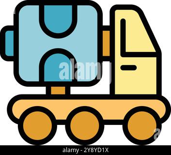 Carrello betoniera che trasporta il cemento in un cantiere per progetti edili Illustrazione Vettoriale
