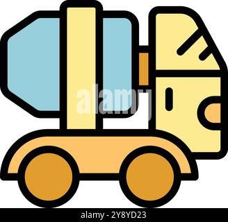 Questa icona rappresenta una betoniera che trasporta cemento in un cantiere Illustrazione Vettoriale
