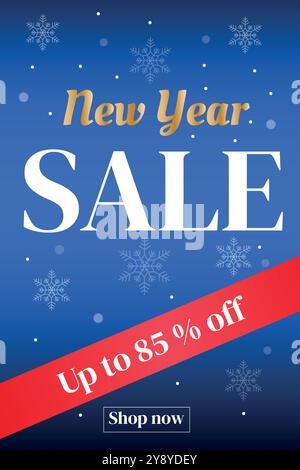 Saldi di Capodanno fino al 85%. Illustrazione Vettoriale