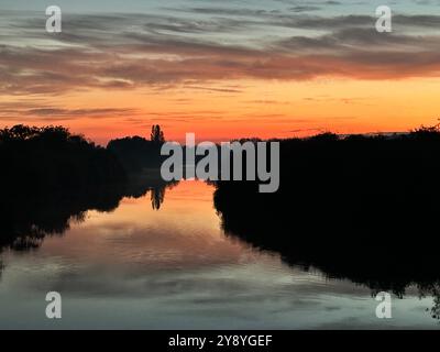 Alba nella riserva naturale di Attenborough a Nottingham. Immagine di Mark Dunn Photography Ltd Foto Stock