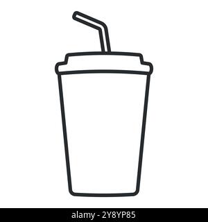 Un'elegante illustrazione di un contenitore per bevande con una cannuccia, perfetto per i mezzi per bevande, che presenta un design moderno Illustrazione Vettoriale