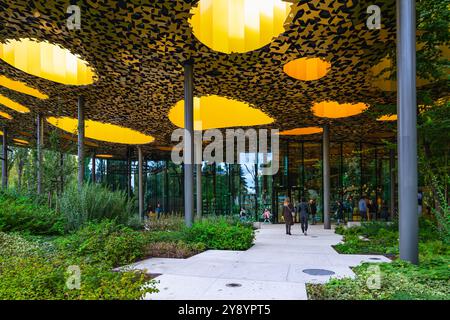 Aperture dal design unico sul tetto della Casa della Musica Ungherese a Városliget, Budapest, Ungheria Foto Stock