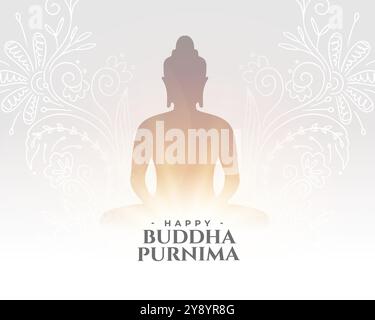 elegante e felice buddha purnima, vettore di design dello sfondo delle vacanze Illustrazione Vettoriale