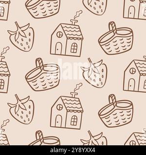 Accoglienti casali con decorazioni senza cuciture Illustrazione Vettoriale