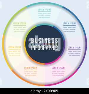 Circle Infographic design 7 passaggi, oggetti, elementi o opzioni informazioni modello di business Circle Illustrazione Vettoriale