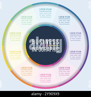 Circle Infographic design 10 passaggi, oggetti, elementi o opzioni informazioni modello di business Circle Illustrazione Vettoriale