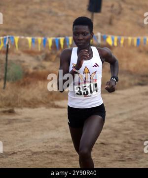 21 settembre 2024 - il vincitore della gara Arizona State Sun Devils Judy Chepkoech si avvicina al traguardo all'UCR Invitational presso il campo Ag/Ops di Riverside, CA - Michael Sullivan/CSM(Credit Image: © Michael Sullivan/Cal Sport Media) Foto Stock