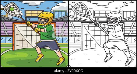 Illustrazione di lacrosse Goalie Catching Ball Illustrazione Vettoriale