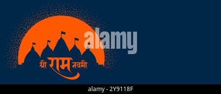 elegante banner culturale jai shri ram navami con design vettoriale del tempio Illustrazione Vettoriale
