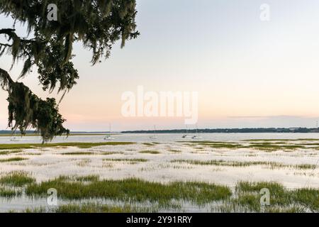 Bay Street, Beaufort, South Carolina Foto Stock