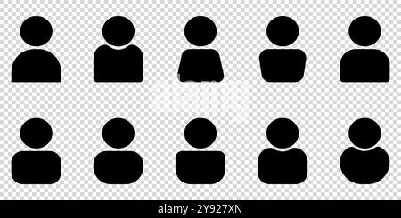 Set di icone utente diverse. Set di profili avatar in diversi Illustrazione Vettoriale