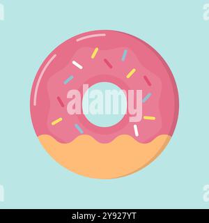 Ciambelle glassate con fragole dolci e spolverate Illustrazione Vettoriale