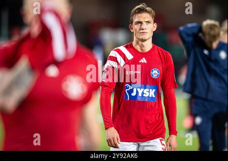 Silkeborg, Danimarca. 6 ottobre 2024. Oliver Sonne di Silkeborg SE visto dopo il 3F Superliga match tra Silkeborg IF e FC Copenhagen al JYSK Park di Silkeborg. Foto Stock