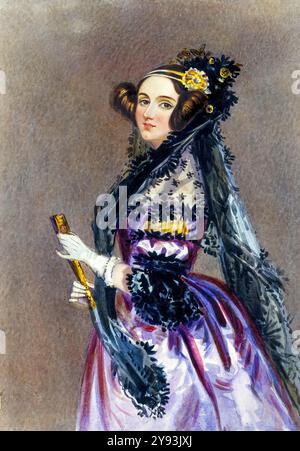 ADA Lovelace (1815-1852), ritratto ad acquerello di Alfred Edward Chalon, circa 1840 Foto Stock