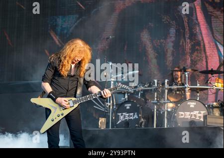 27 giugno 2024: Dave Mustaine si esibisce con i Megadeth all'Hellfest Open Air festival di Clisson, in Francia Foto Stock