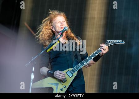 27 giugno 2024: Dave Mustaine si esibisce con i Megadeth all'Hellfest Open Air festival di Clisson, in Francia Foto Stock