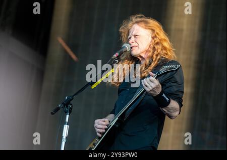 27 giugno 2024: Dave Mustaine si esibisce con i Megadeth all'Hellfest Open Air festival di Clisson, in Francia Foto Stock