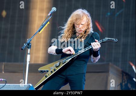 27 giugno 2024: Dave Mustaine si esibisce con i Megadeth all'Hellfest Open Air festival di Clisson, in Francia Foto Stock