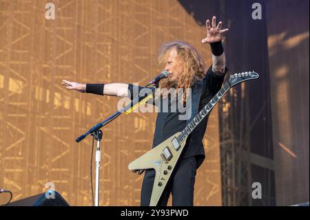 27 giugno 2024: Dave Mustaine si esibisce con i Megadeth all'Hellfest Open Air festival di Clisson, in Francia Foto Stock