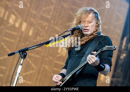 27 giugno 2024: Dave Mustaine si esibisce con i Megadeth all'Hellfest Open Air festival di Clisson, in Francia Foto Stock