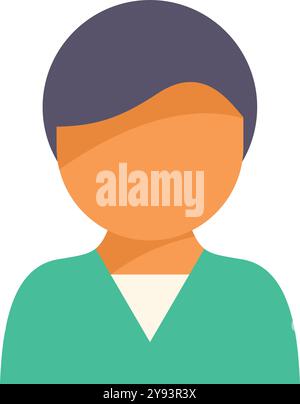 Il personaggio maschile senza volto con pelle marrone e capelli neri indossa una camicia verde in questa icona avatar Illustrazione Vettoriale