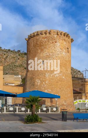 Torre Mondello, Mondello, Palermo, Sicilia, Italia, Mediterraneo, Europa Foto Stock