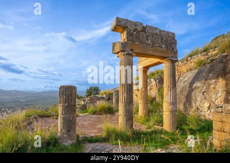 Il cosiddetto ginnasio, area archeologica di Solunto, Sicilia, Italia, Mediterraneo, Europa Foto Stock