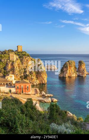 Scopello, Castellamare del Golfo, Trapani, Sicilia, Italia, Mediterraneo, Europa Foto Stock