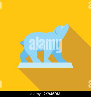 Illustrazione vettoriale minimalista di un orso polare che cammina su un pavimento di ghiaccio, con una lunga ombra Illustrazione Vettoriale