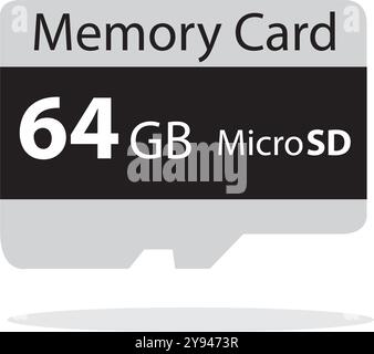 Scheda di memoria Micro SD. 64 GB. Illustrazione vettoriale Illustrazione Vettoriale