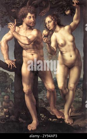 GOSSAERT, Jan (Mabuse) (nato CA. 1478, Mauberge, d. 1532, Middelburg) Adam and Eve - Wood Staatliche Museen, Berlino --- parole chiave: --------------- Autore: GOSSAERT, Jan (Mabuse) titolo: Adamo ed Eva linea temporale: 1501-1550 Scuola: Fiamminga forma: Pittura tipo: Religioso Foto Stock