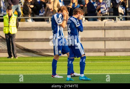 Gothenburg, Svezia, 15 settembre 2024. Giocatori delusi nell'IFK Gothenburg dopo 3-3 contro il BK Häcken. Foto Stock