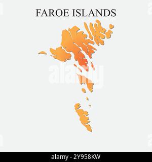 Mappa dettagliata delle Isole Faroe. Illustrazione Vettoriale