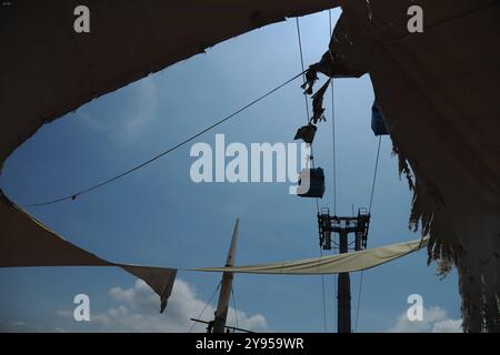 GYE OBRAS MAAC Guayaquil, martedì 8 ottobre 2024 il presidente Daniel Noboa non è andato al Museo di Antropologia e Arte Contemporanea, dove doveva visitare e verificare i progressi e il miglioramento delle infrastrutture, invece il ministro della Cultura Romina Munoz e il governatore Vicente Auad, erano presenti foto CÃ sar Munoz API Guayaquil Guayaquil Guayas Ecuador ACE GYE OBRASMAAC 612f61 xCÃ Foto Stock