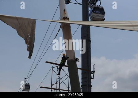 GYE OBRAS MAAC Guayaquil, martedì 8 ottobre 2024 il presidente Daniel Noboa non è andato al Museo di Antropologia e Arte Contemporanea, dove doveva visitare e verificare i progressi e il miglioramento delle infrastrutture, invece il ministro della Cultura Romina Munoz e il governatore Vicente Auad, erano presenti foto CÃ sar Munoz API Guayaquil Guayas Guayas Guayas Ecuador ACE GYE OBRASMAAC e449f21922192 xCÃ Mune621251201 Copeda662125 Foto Stock