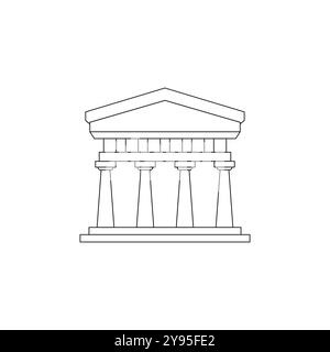 Icona di un edificio antico. Antico edificio romano e greco con colonne. L'icona dell'antico teatro. Vettore icona Banca. Tracciare il vettore lineare della casa. Illustrazione Vettoriale