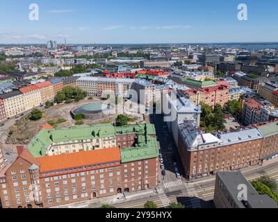 Vista aerea della chiesa di roccia di Helsinki Foto Stock