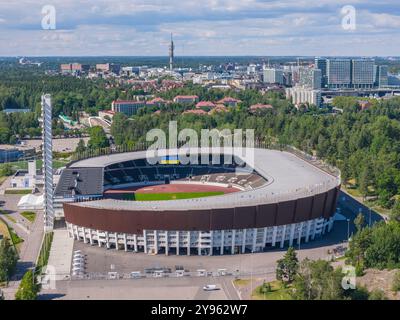 Helsinki Olympic Stadium in una foto aerea con drone Foto Stock