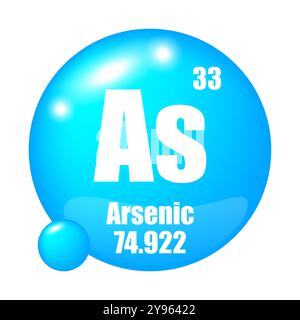 Icona dell'arsenico. Numero atomico 33. Massa 74.922. Simbolo vettoriale. Illustrazione Vettoriale