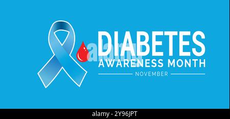 National Diabetes Awareness Month viene osservato ogni anno durante novembre illustrazione vettoriale sullo sfondo Illustrazione Vettoriale