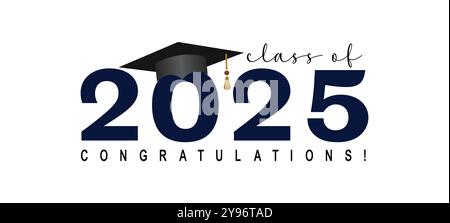 Classe 2025 Graduation quote Senior Classe 2025 Graduation retro vintage Typography sublimation SVG su sfondo bianco Illustrazione Vettoriale