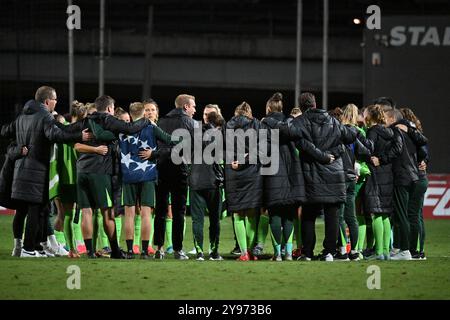 Roma, Italia. 8 ottobre 2024. Fine gara la partita di calcio femminile di Champions League 2024-2025 tra A.S. Roma e VfL Wolfsburg allo stadio tre fontane, Italia (felice De Martino/SPP) credito: SPP Sport Press Photo. /Alamy Live News Foto Stock