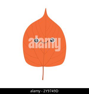 Bella foglia con la faccia sorridente Illustrazione Vettoriale