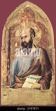 SIMONE MARTINI (B. 1280/85, Siena, d. 1344, Avignone) Polittico di Orvieto (particolare) c. 1321 Tempera su legno, cm 94 x 48,5 Museo dell'Opera del Duomo, Orvieto la foto mostra la tavola con San Paolo. Mentre San Pietro, Maria Maddalena e San Domenico sono tutti nella stessa posa, San Paolo è rivolto verso destra. --- parole chiave: --------------- Autore: SIMONE MARTINI titolo: Polittico di Orvieto (dettaglio) linea temporale: 1301-1350 Scuola: Italiano forma: Pittura tipo: Religioso Foto Stock