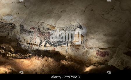 Pitture rupestri nella grotta di Lascaux Foto Stock